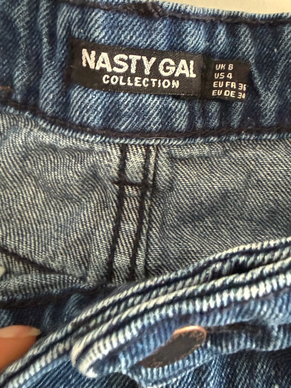 Nasty Gal Western Wide Leg High-Rise Denim Jeans - Dark Blue size 4 - Picture 9 of 9